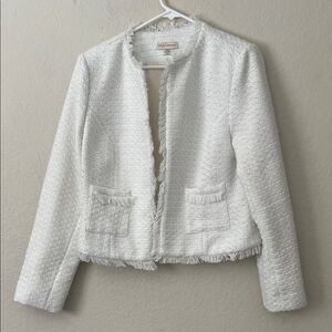 Ingrid Wittmann Elegant White Tweed Blazer Jacket in Size L